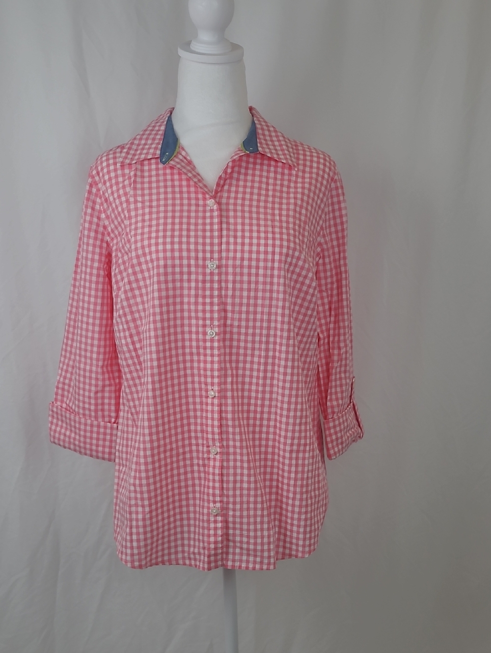 Charter Club Pink Gingham Button-Up Shirt Size 6